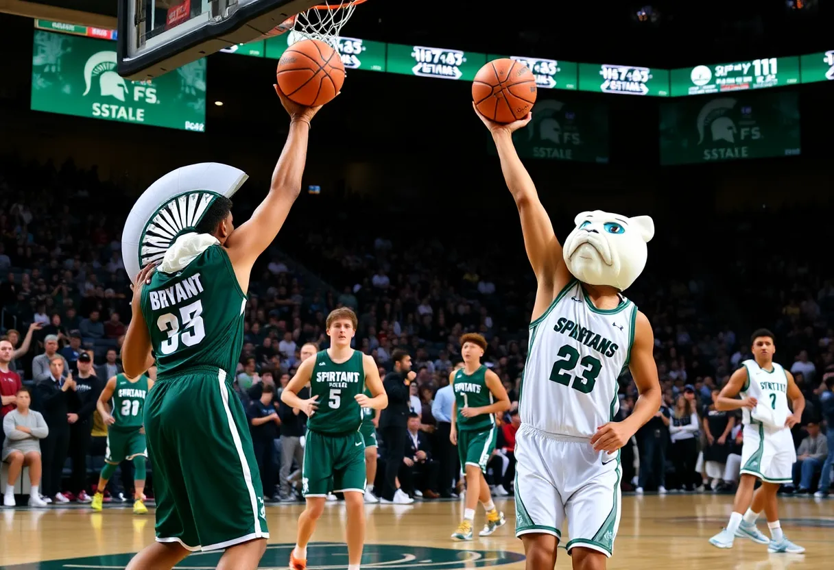 Basketball game between Michigan State Spartans and Bryant Bulldogs