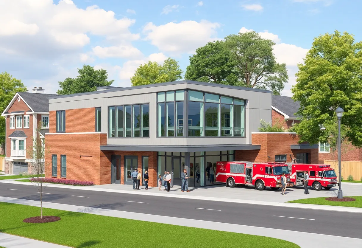 Render of proposed police and fire station in Novi