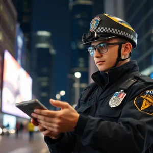 Police officer utilizing technology for public safety