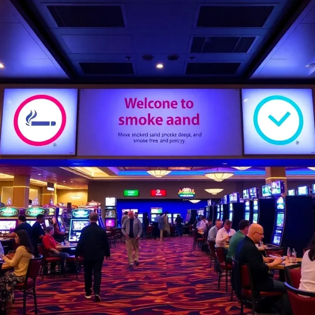 Interior of Ojibwa Casinos highlighting smoke-free policy with guests enjoying the environment.