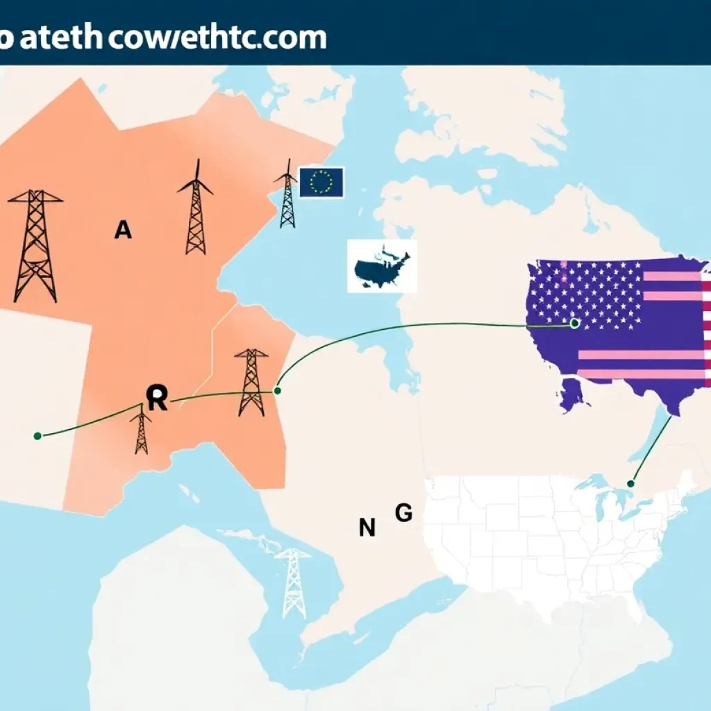 Map of Ontario showing electricity export routes to the U.S.