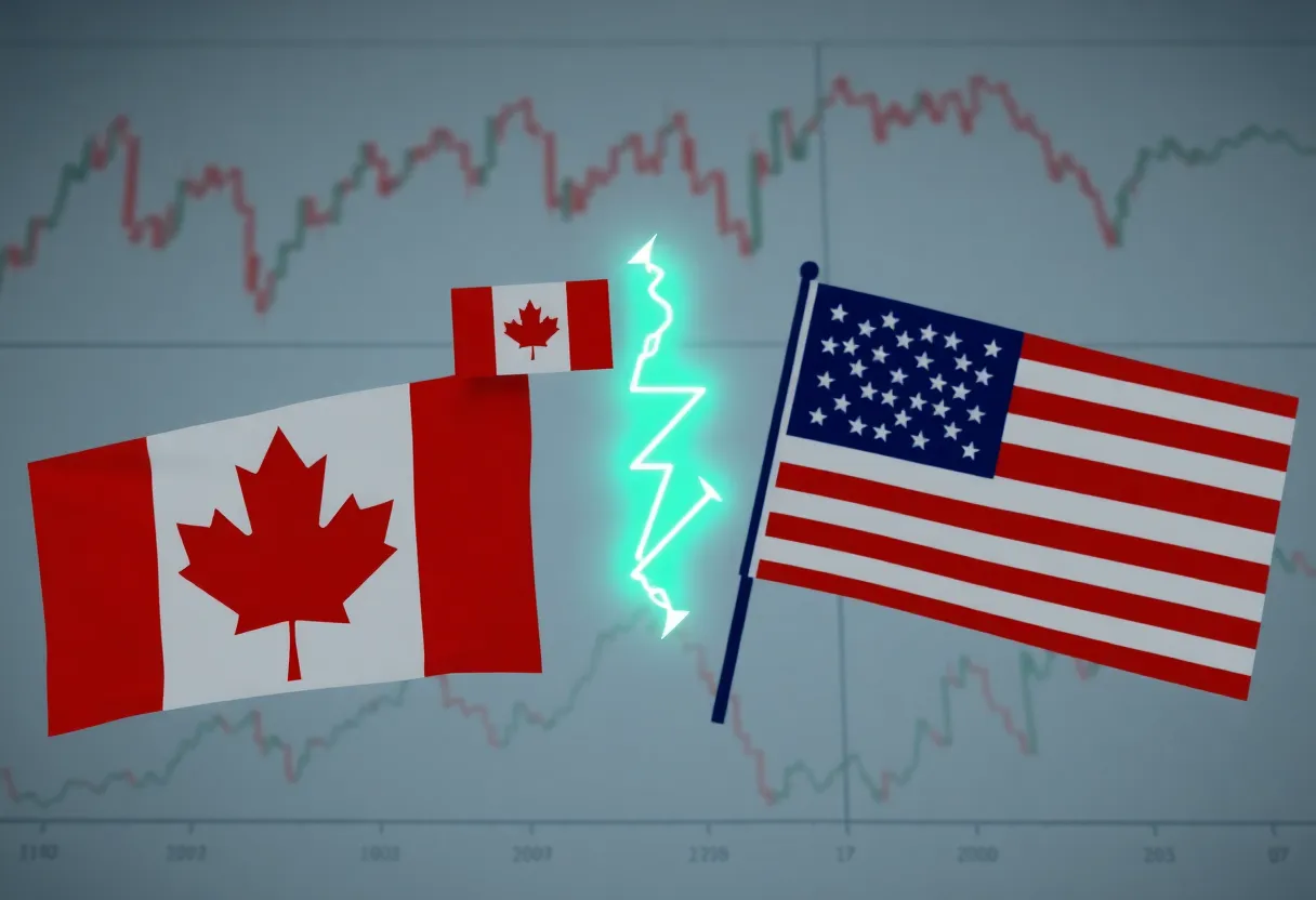 Graphic illustration representing Ontario trade tensions.