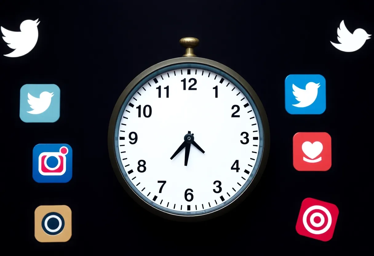 Illustration of optimal times for social media posting with a clock