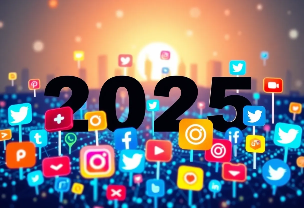 Illustration of social media platforms with recommended posting frequencies for 2025.