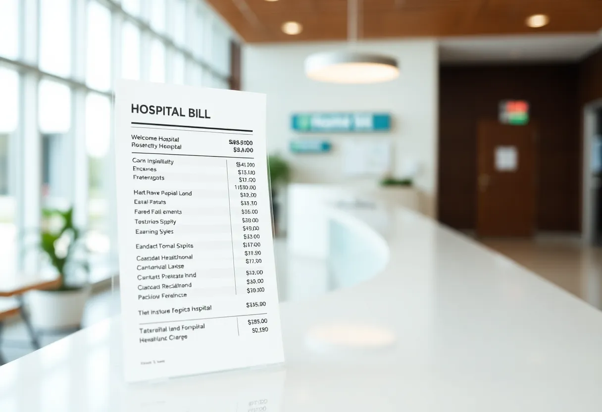 Image representing standardized hospital billing format displaying itemized charges.