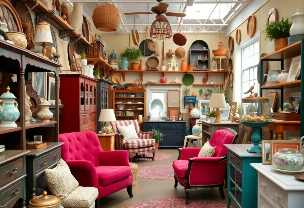 Colorful thrift store items for home renovation and decor