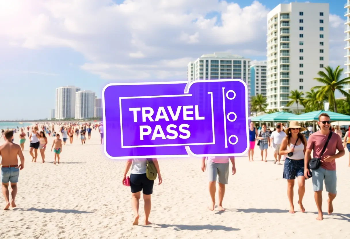 A group of tourists enjoying Miami's beach while using Nockta's Passin Miami travel pass.