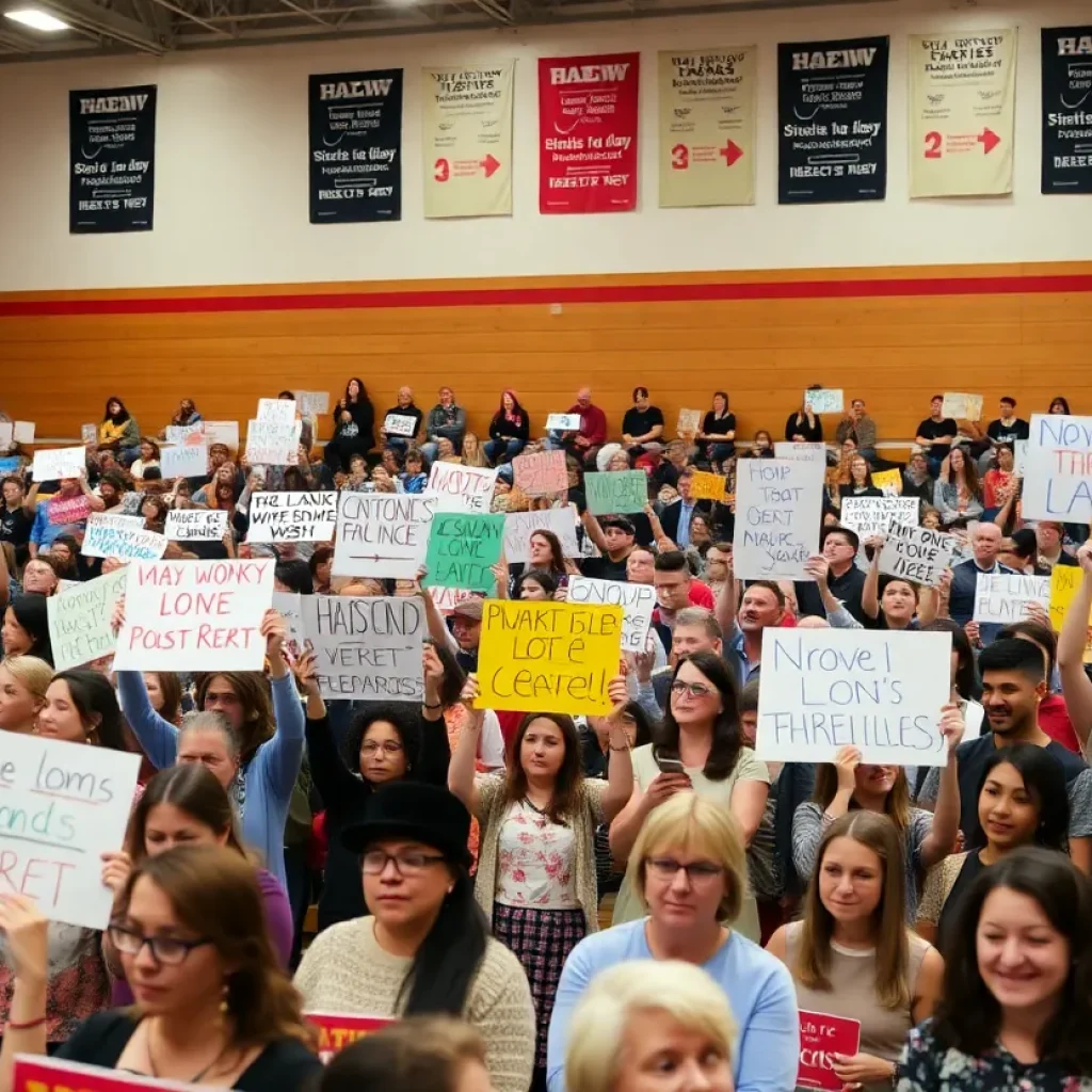 Crowd at Warren Michigan rally showing support for progressive values