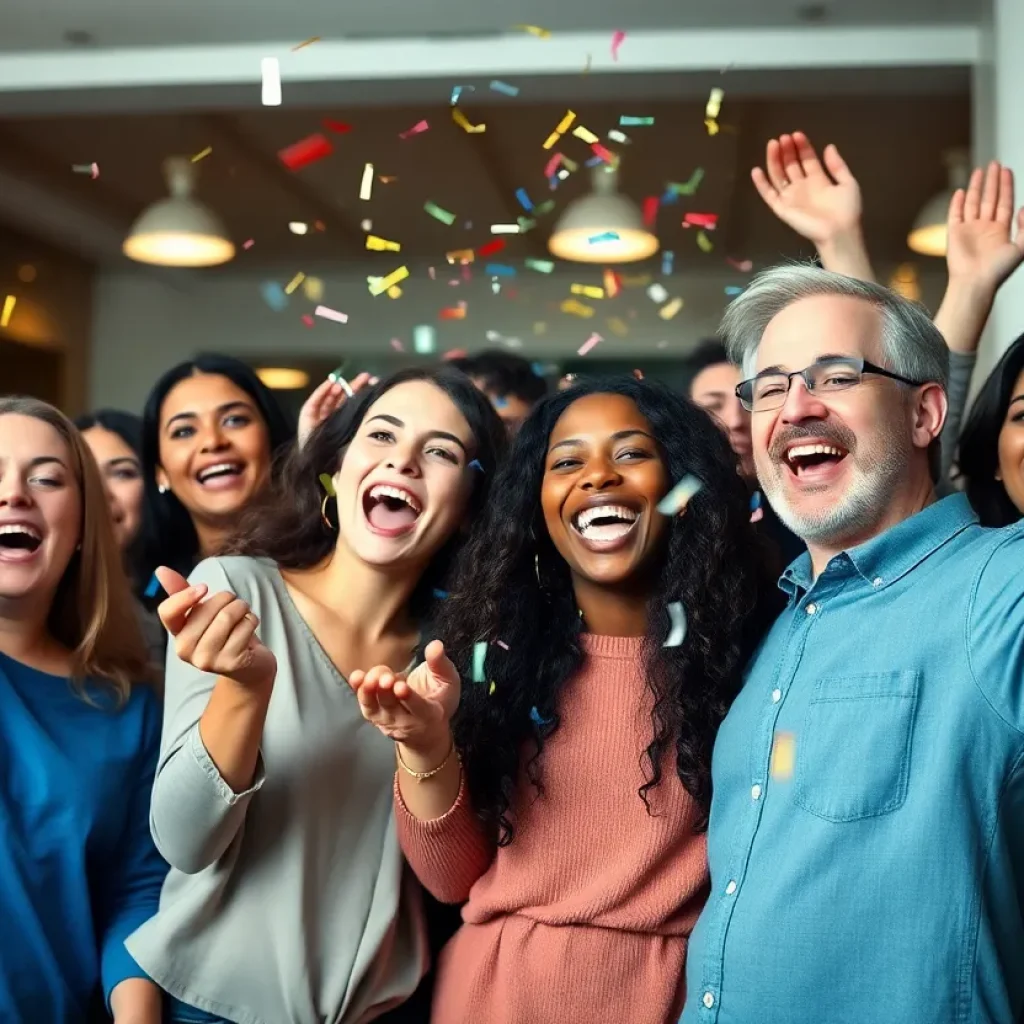 Members of the Wayne County Lottery Club celebrating their $1 million win.