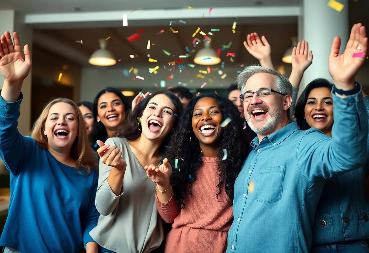 Members of the Wayne County Lottery Club celebrating their $1 million win.