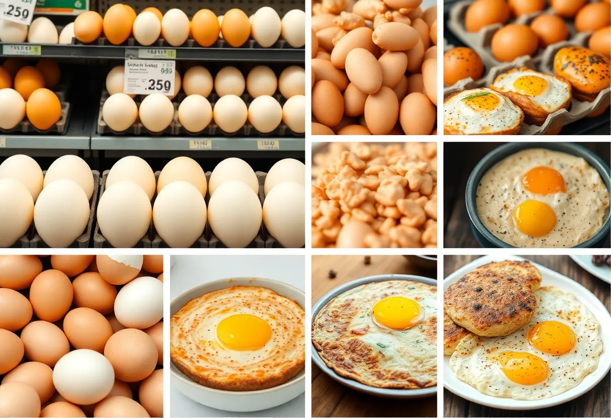 Wholesale eggs in a grocery store with price tags