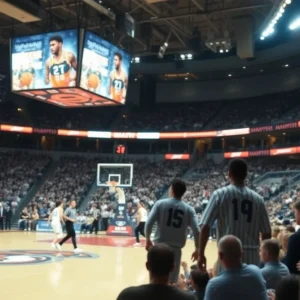 Wisconsin Badgers facing Michigan State in a basketball game