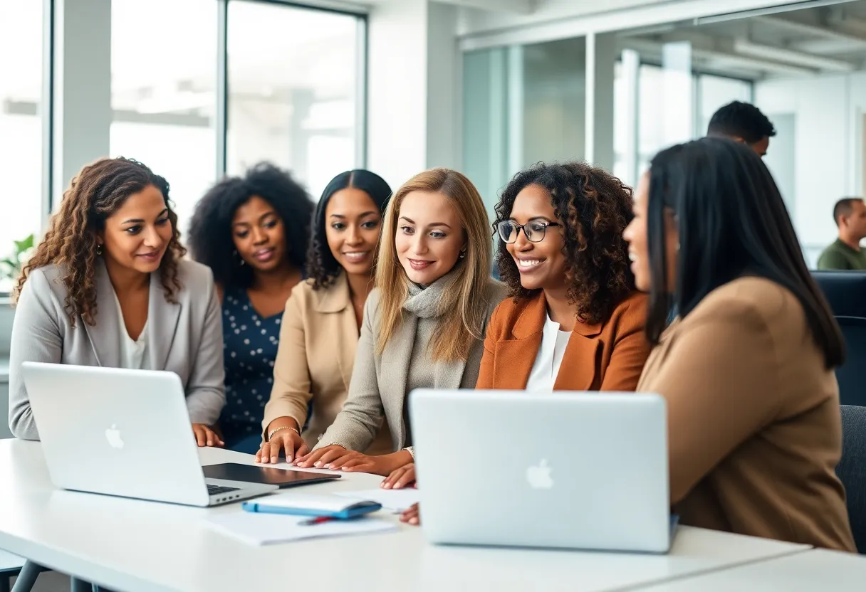 Women participating in a cloud training program, fostering empowerment in technology.