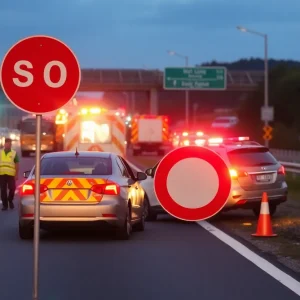 Emergency responders at a car accident on I-275