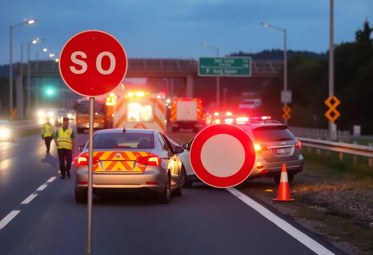 Emergency responders at a car accident on I-275