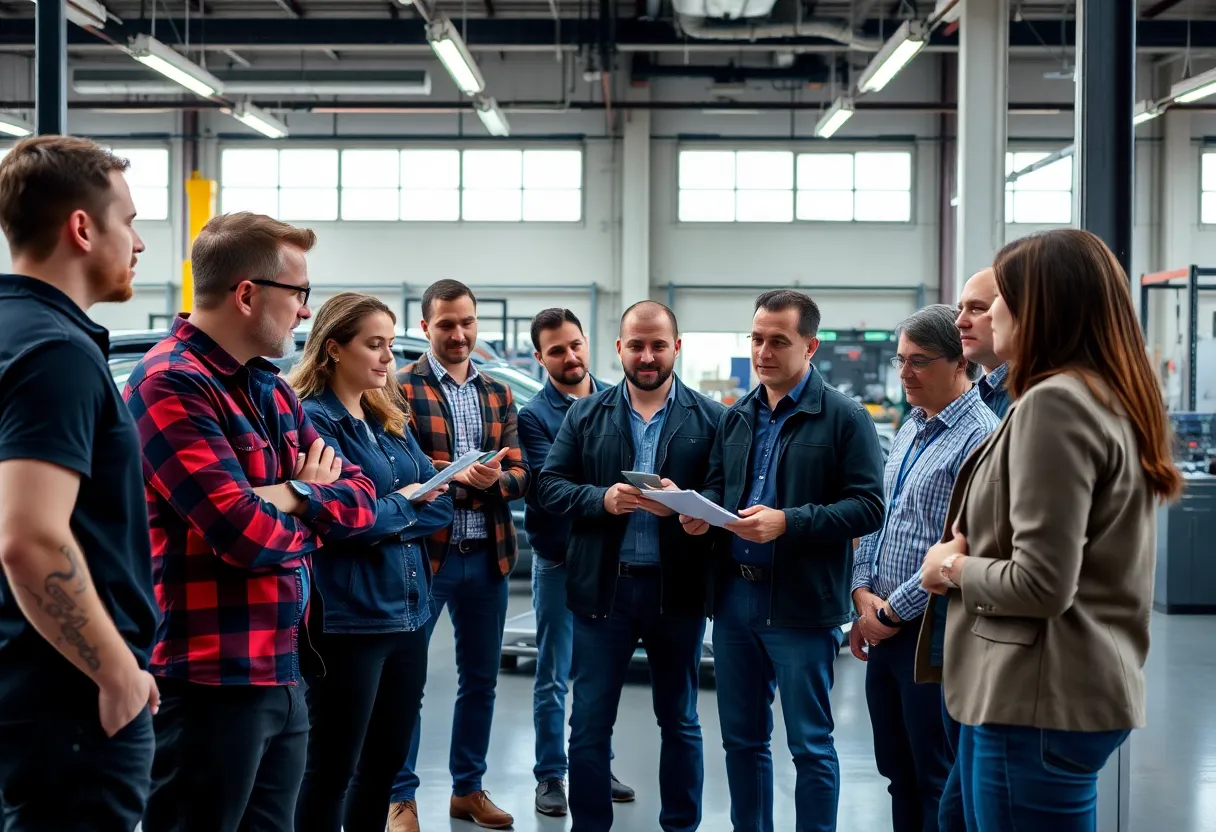 AISIN Corp leadership team in a modern office setting