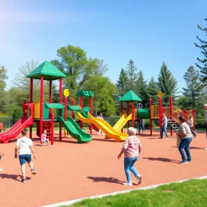 New play structures at Bicentennial Park in Livonia