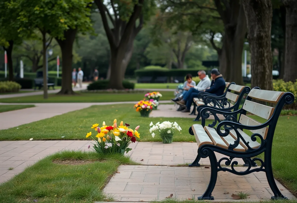 A serene park in Canton, symbolizing community mourning.