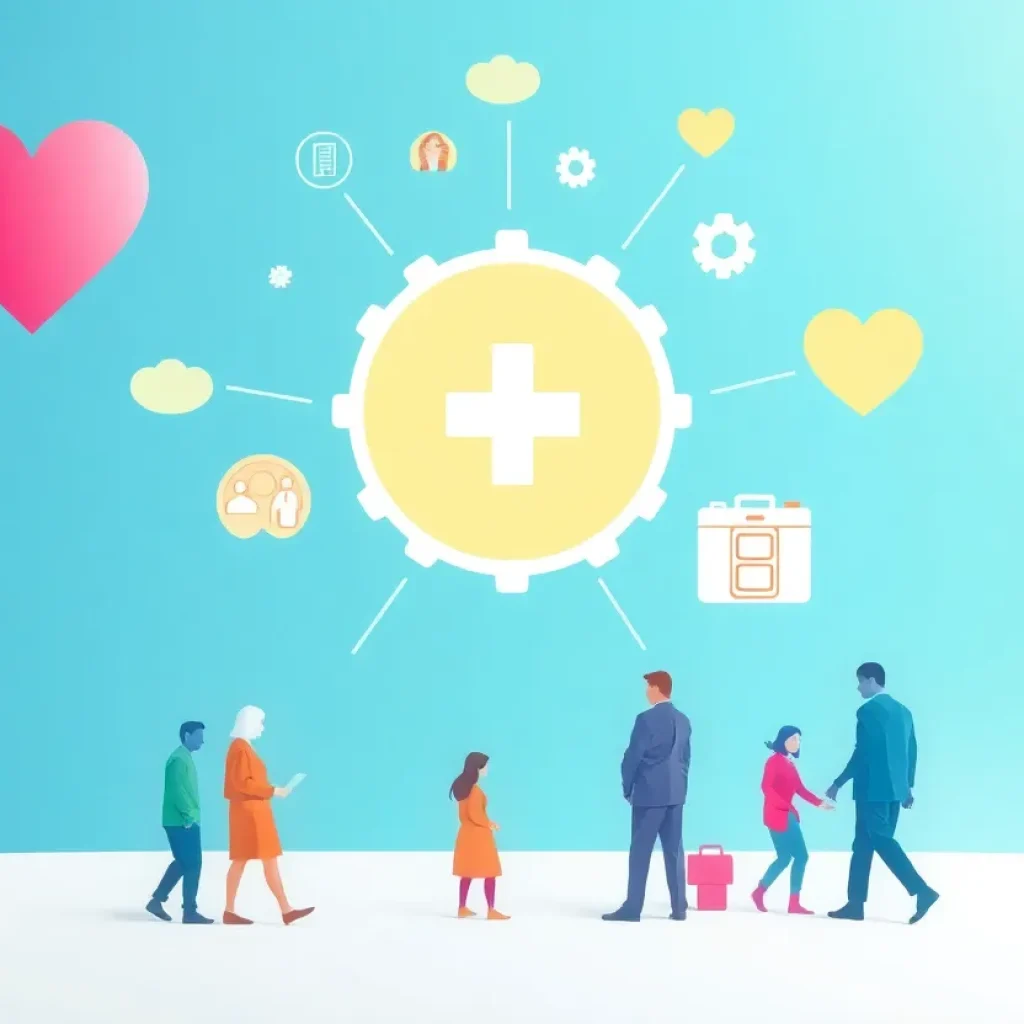 Illustration representing the integration of healthcare services between CareSource and Commonwealth Care Alliance.