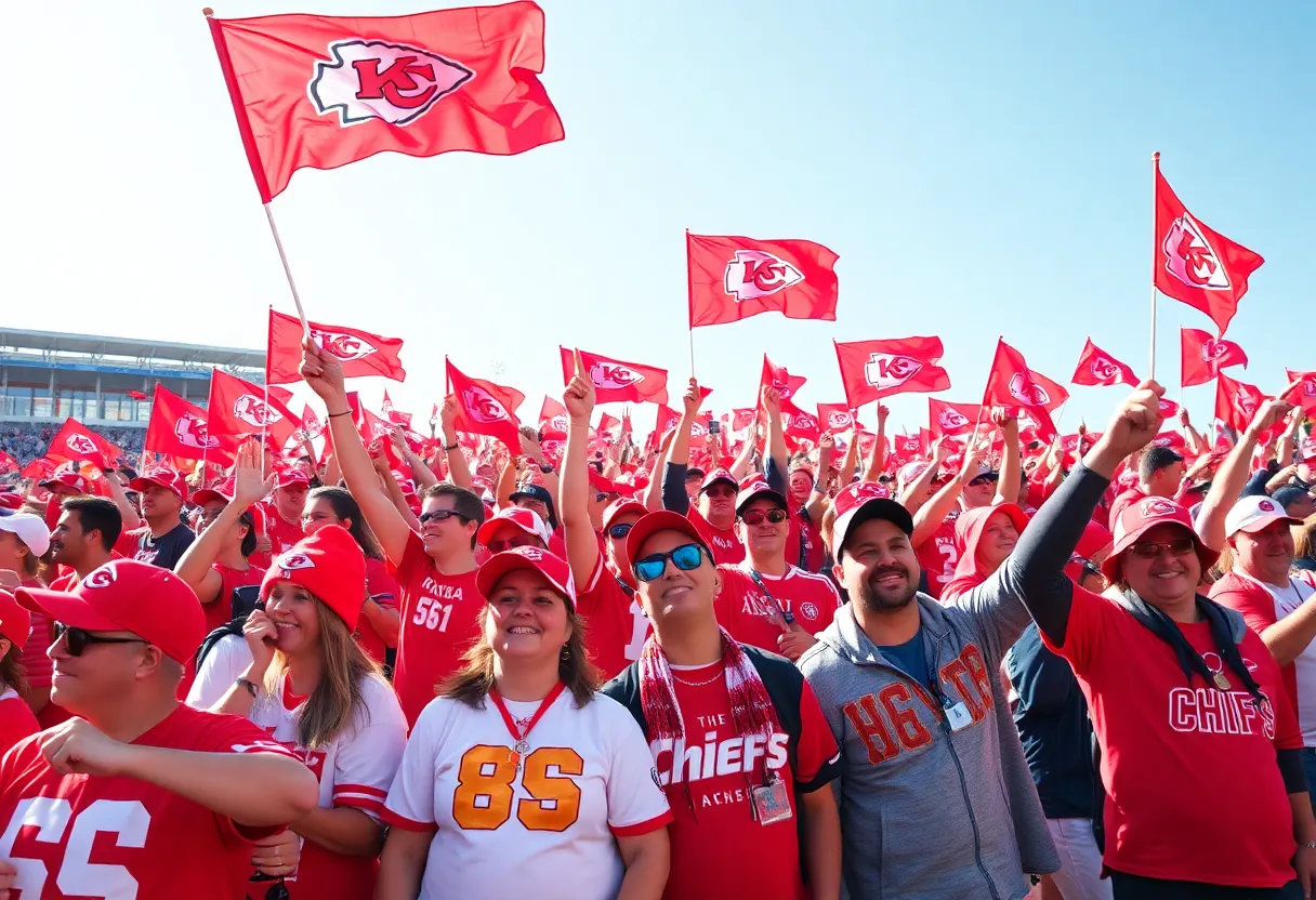 Kansas City Chiefs fans celebrating at an international event