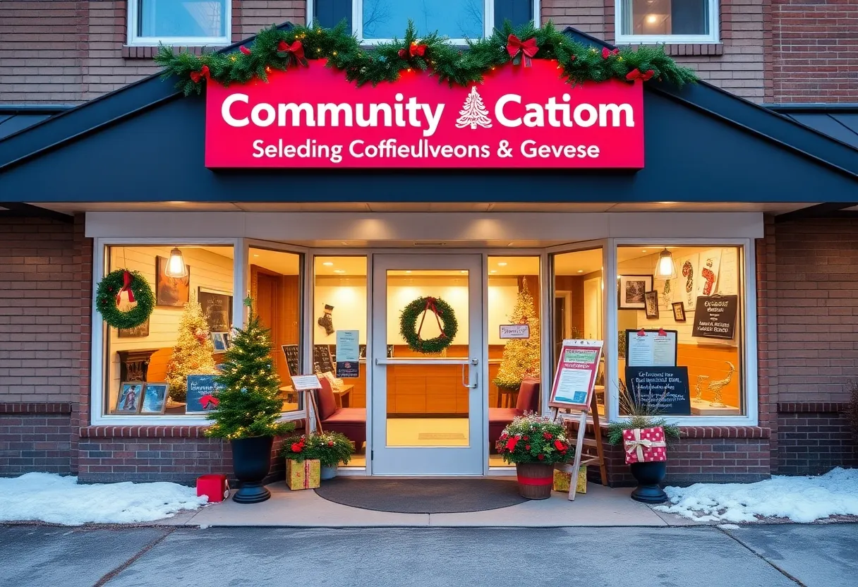 New office of Community Action of Orleans & Genesee with festive decorations for the holiday season