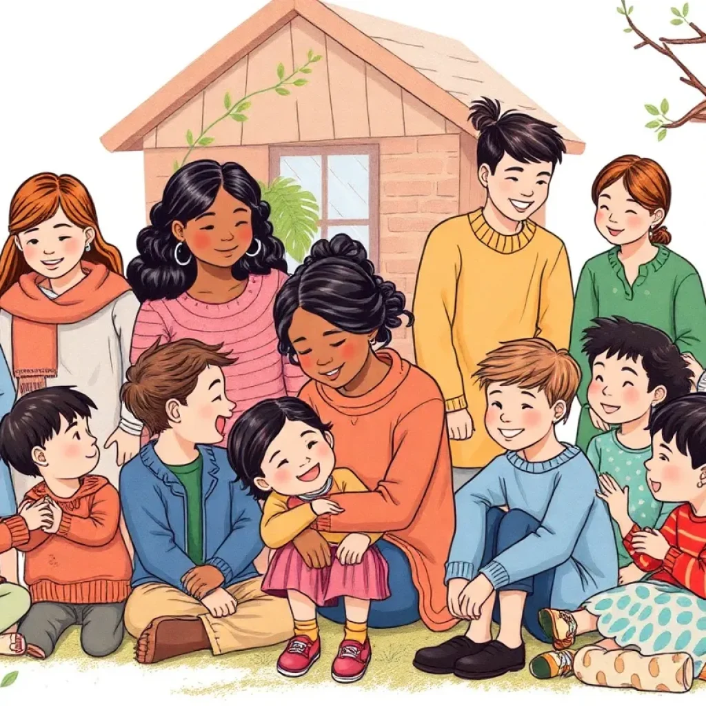 Families engaging in community support for foster care services