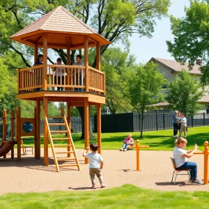 Children enjoying the new playground at Country Homes Park