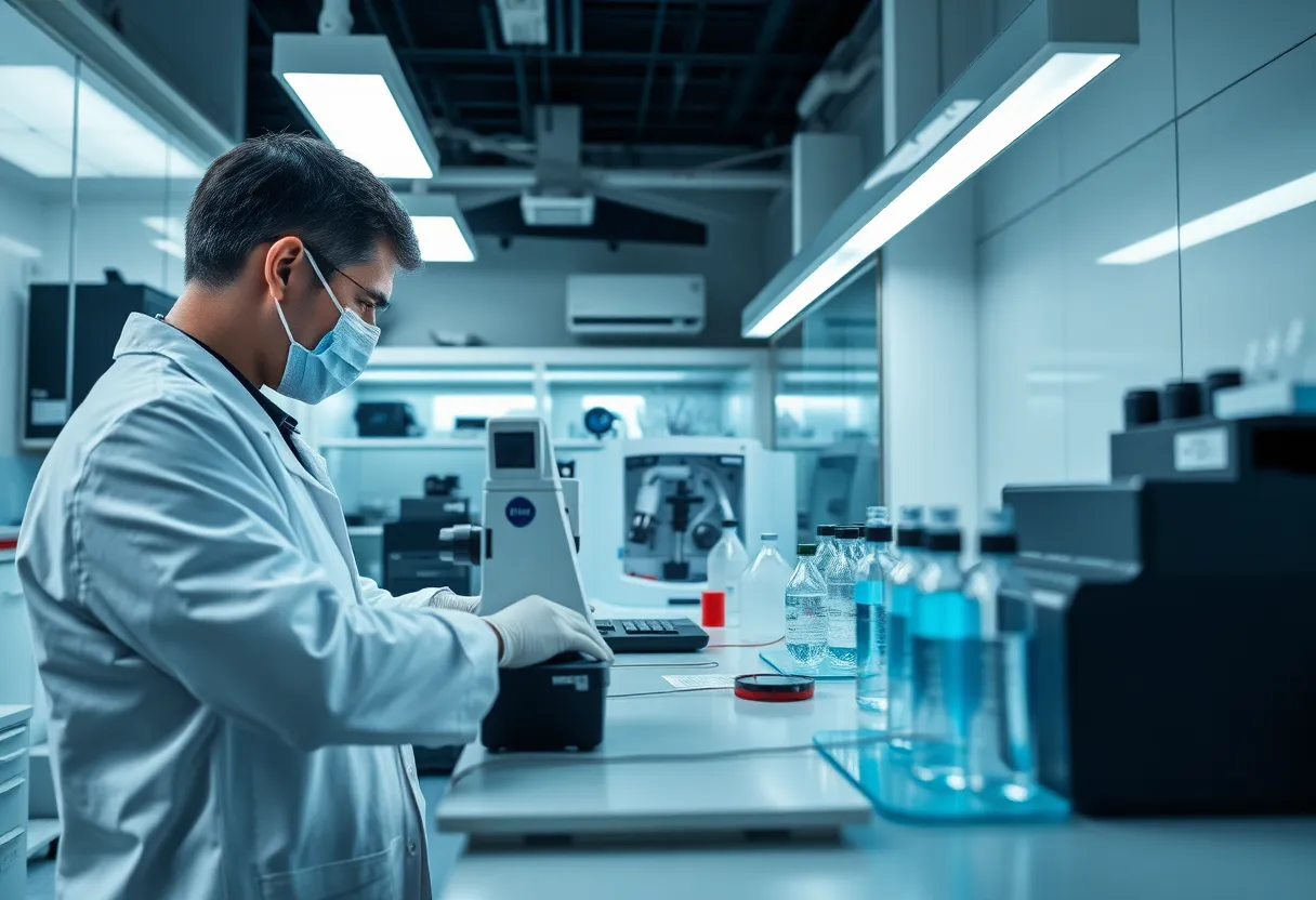 Forensic laboratory with DNA analysis tools