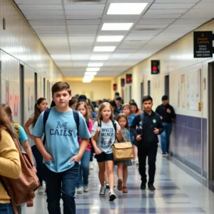 School staff and students responding to an emergency in a high school setting