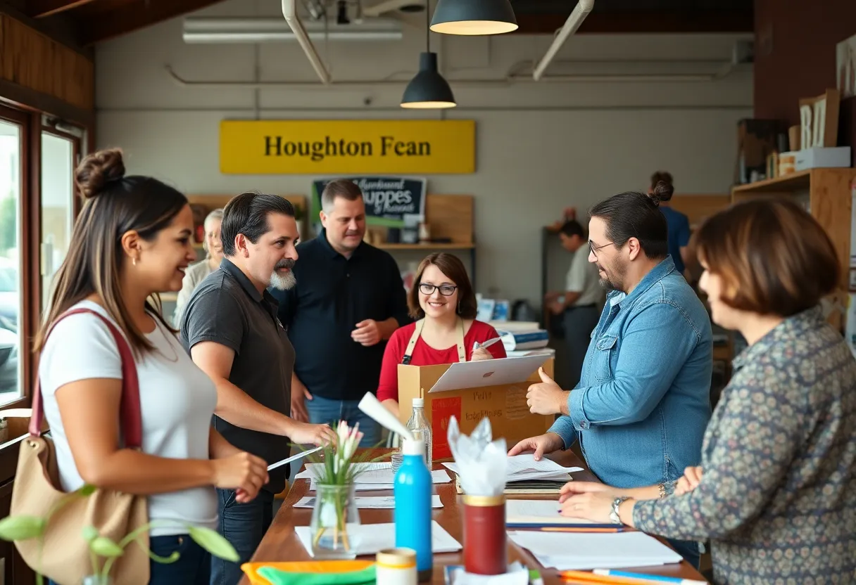Local entrepreneurs engaging with the Small Business Development Center in Houghton.