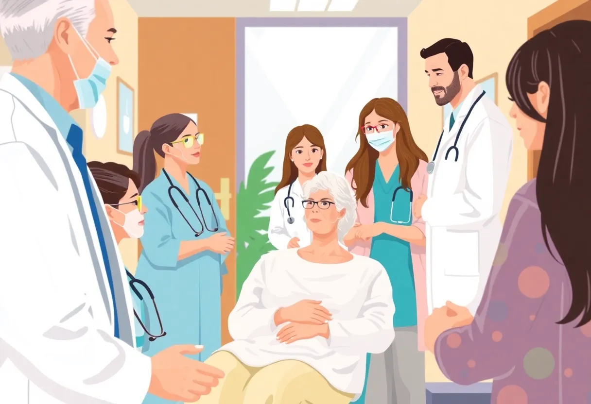Healthcare professionals collaborating in a supportive environment