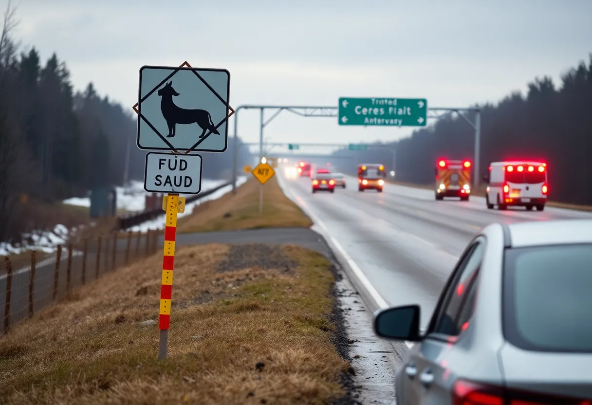 Scene of an accident on a highway in Michigan