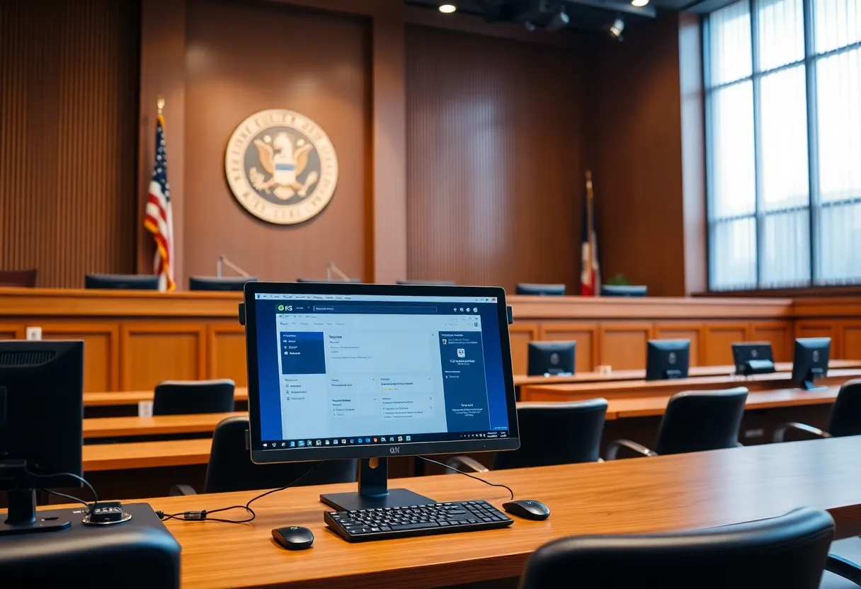 Inside view of Lima Municipal Court with modern technology.