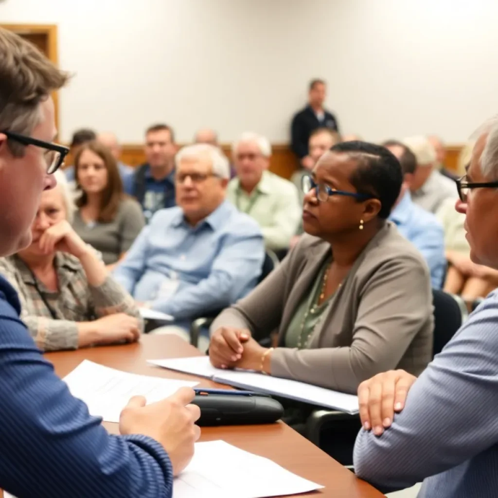 Residents discussing the Sheetz gas station proposal at the Livonia City Council meeting