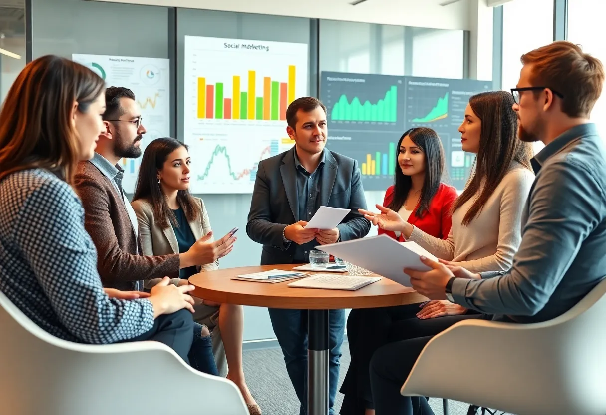 Marketers evaluating skills in a modern office