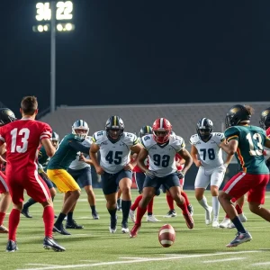 Michigan State football players training on the field