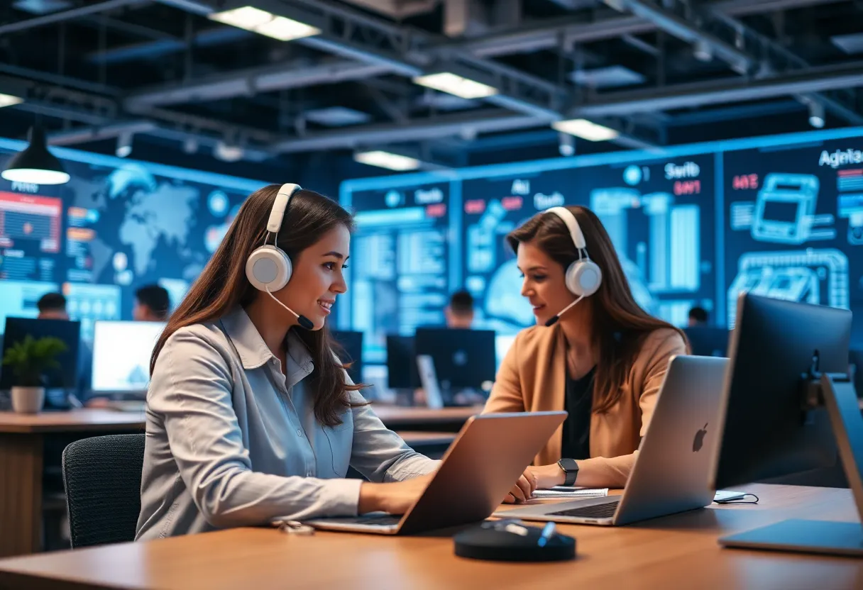 Illustration of Microsoft AI service agents in action