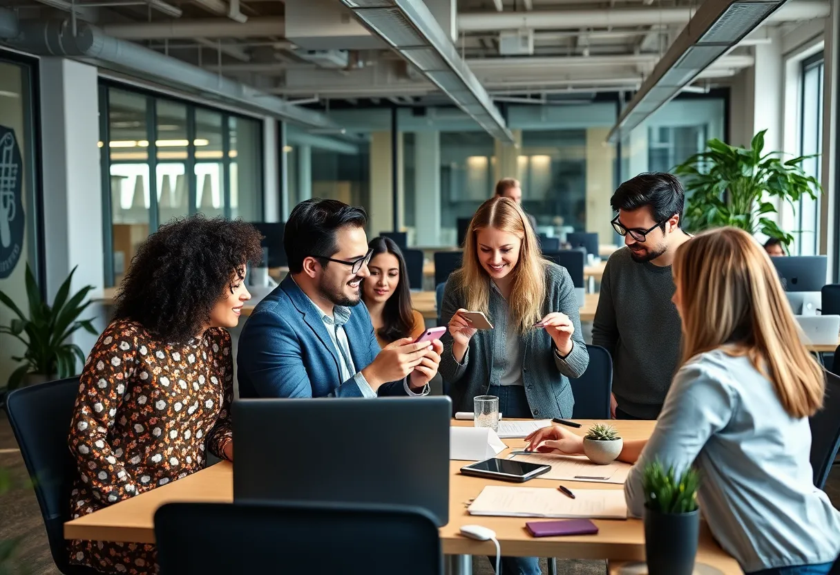 Diverse digital marketing team at NP Digital collaborating in London office
