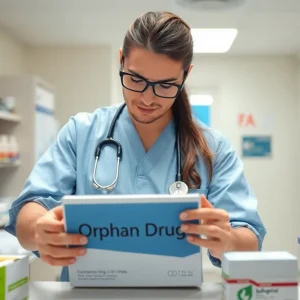Healthcare professional with orphan drugs in a hospital