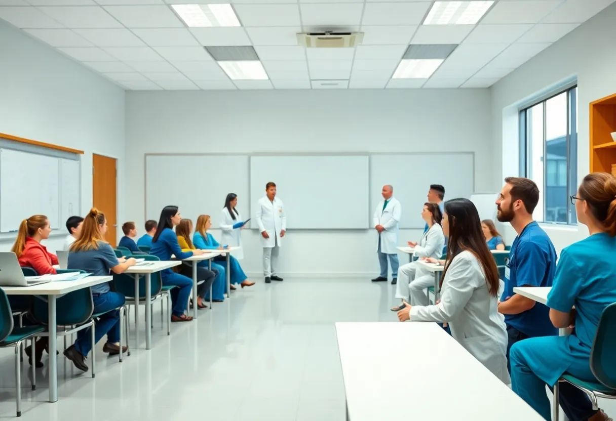 Campus of Patient Experience University showcasing healthcare professionals learning together