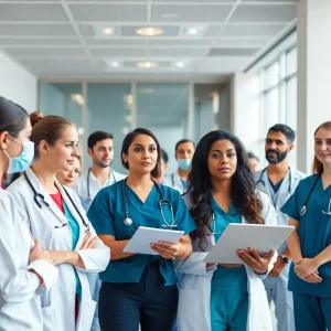 Healthcare professionals participating in a training session at Patient Experience University.