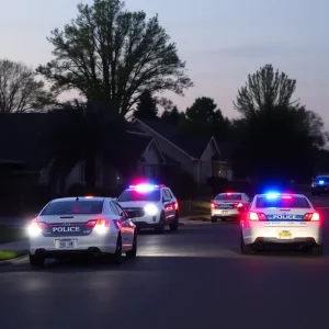 Police cars at a crime scene in Westland neighborhood