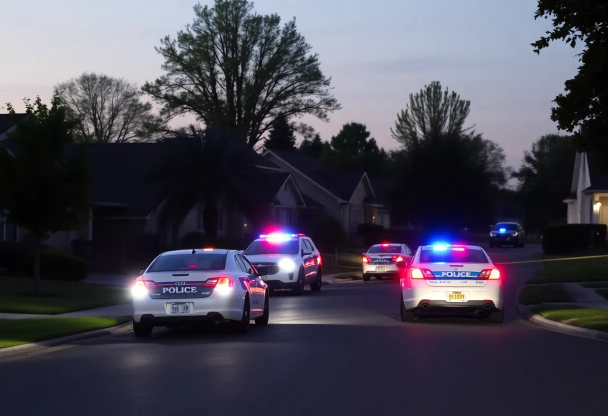 Police cars at a crime scene in Westland neighborhood