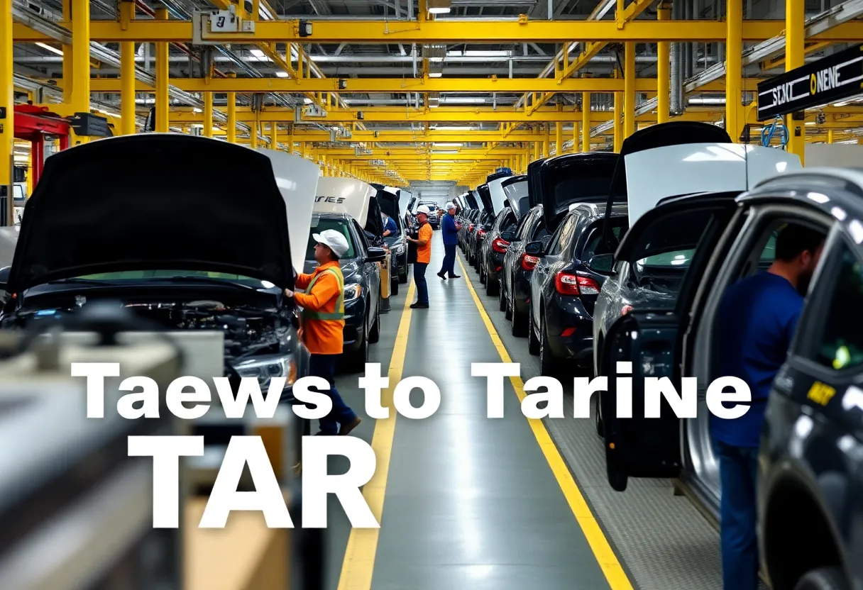 Automotive workers at a Stellantis plant amid tariff concerns