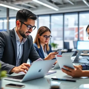 Team collaborating on payment investigations in a modern office