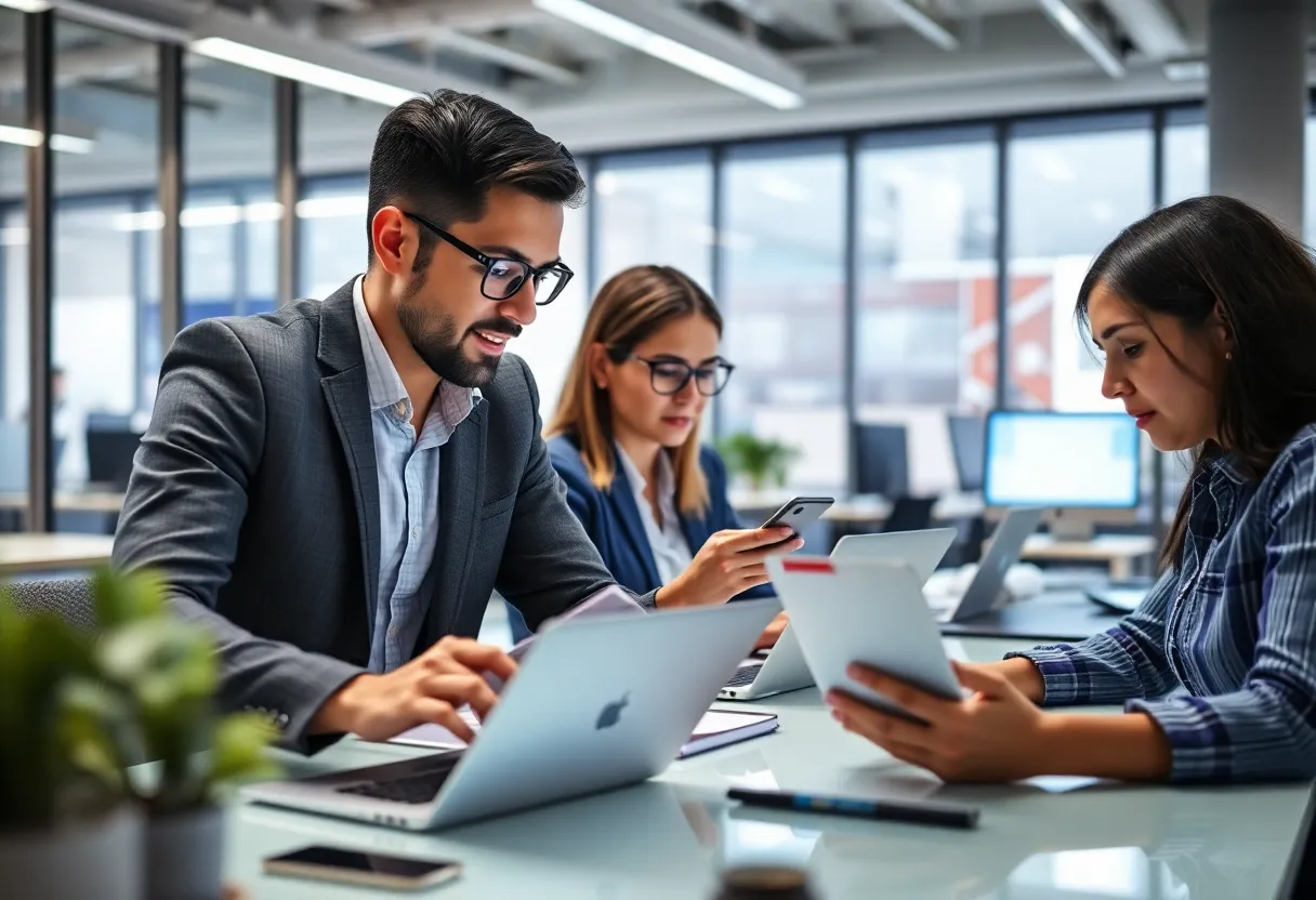 Team collaborating on payment investigations in a modern office