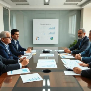 A group of U.S. advertisers discussing potential challenges ahead in a meeting.